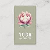 Carte De Visite instructor yoga pilates flor de loto rosa verde (Devant)