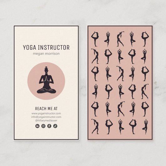 Carte De Visite instructor yoga pilates posturas negro beige