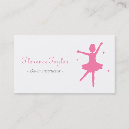 Carte De Visite Instructrice de ballet moderne, élégante, rose (Devant)