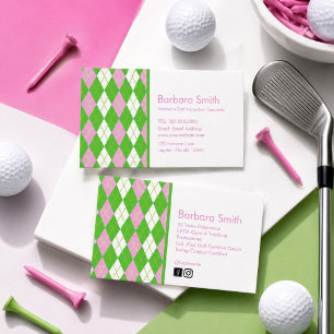 Carte De Visite Instructrice de golf argyle chic professionnelle