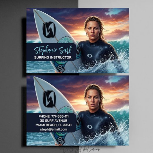 Carte De Visite Instructrice de surf féminine