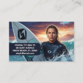 Carte De Visite Instructrice de surf féminine (Dos)