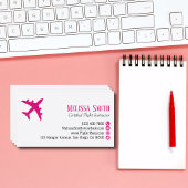Carte De Visite Instructrice de vol d'avion rose code QR professio