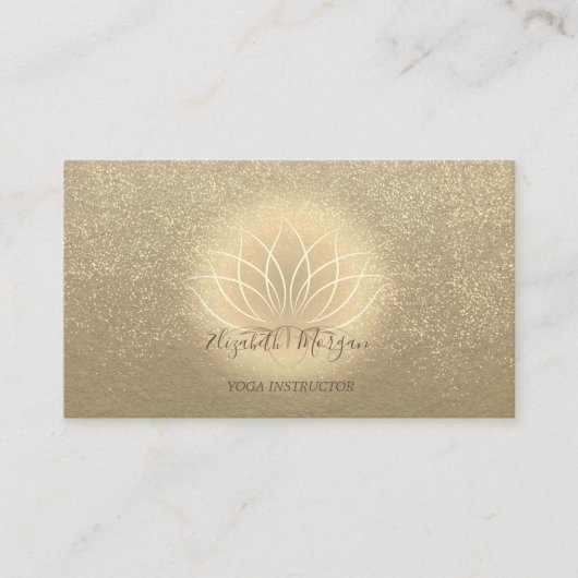 Carte De Visite Instructrice de yoga avec confettis dorés en forme (Devant)