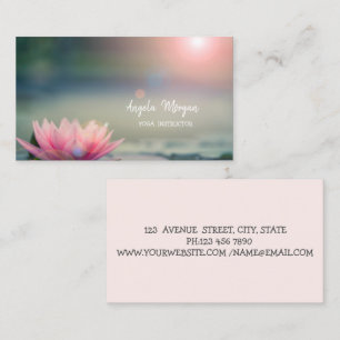 Carte De Visite Instructrice de yoga Élégant Lotus Rose