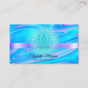 Carte De Visite Instructrice de yoga élégante au lotus holographiq