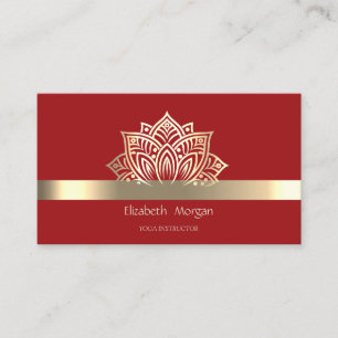 Carte De Visite Instructrice de yoga élégante Lotus Stripe Gold Ro