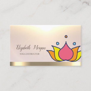 Carte De Visite Instructrice de yoga en lotus doré coloré