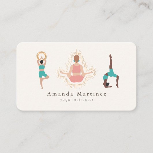 Carte De Visite Instructrice de yoga Femmes Arbre Pose Tan clair (Devant)