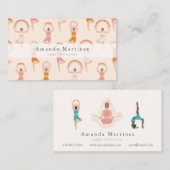Carte De Visite Instructrice de yoga Femmes Yoga Pose rose clair (Devant / Derrière)