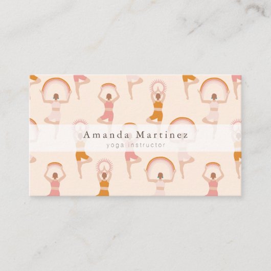 Carte De Visite Instructrice de yoga Femmes Yoga Pose rose clair (Devant)