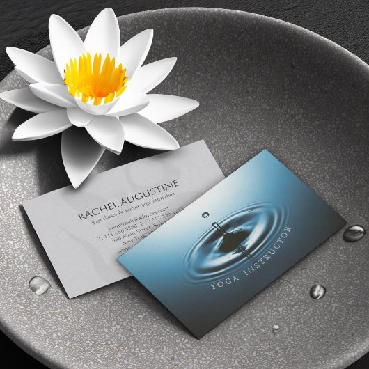 Carte De Visite Instructrice de YOGA Goutte d'Eau Bleue Ondulation