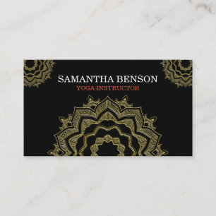 Carte De Visite Instructrice de yoga Logo Mandala Lotus Élégant Lu