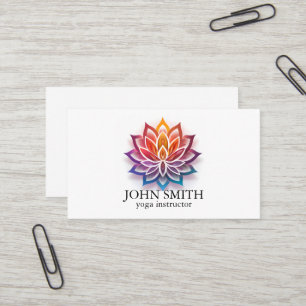 Carte De Visite Instructrice de yoga Lotus Blanc Minimaliste Moder