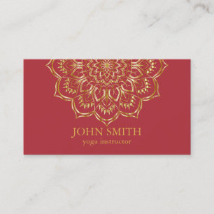 Carte De Visite Instructrice de yoga Lotus en or rose minimaliste 