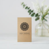Carte De Visite Instructrice de Yoga Mandala Floral Kraft (Debout devant)