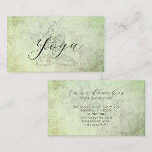 Carte De Visite Instructrice de yoga minimaliste Lotus Pose Vert S