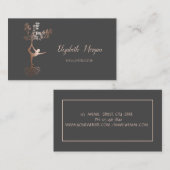 Carte De Visite Instructrice de yoga, Rose Gold Tree femmes Silhou (Devant / Derrière)