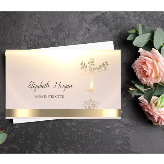 Carte De Visite Instructrice de Yoga Silhouette pour femmes Gold T