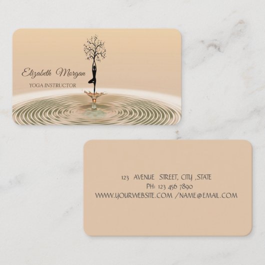 Carte de visite instructrice de yoga sous l'arbre (Devant / Derrière)