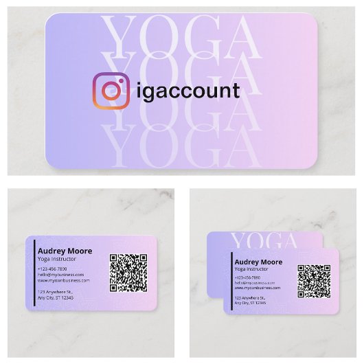 Carte De Visite Instructrice de yoga Studio de yoga code QR