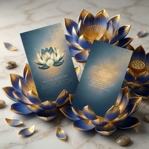 Carte De Visite Instructrice de yoga symbole OM et lotus bleu lumi