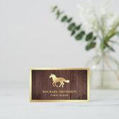 Carte De Visite Instructrice d'équitation en bois rustique avec fe (Debout devant)