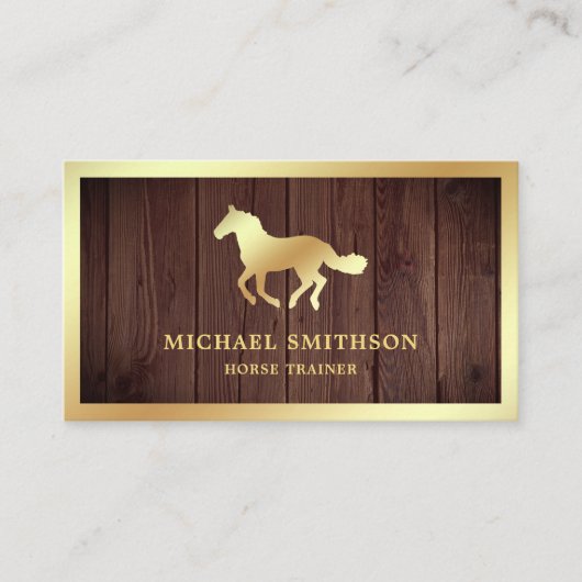 Carte De Visite Instructrice d'équitation en bois rustique avec fe (Devant)