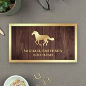 Carte De Visite Instructrice d'équitation en bois rustique avec fe