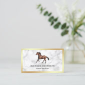 Carte De Visite Instructrice d'équitation en marbre blanc avec feu (Debout devant)