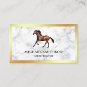 Carte De Visite Instructrice d'équitation en marbre blanc avec feu (Devant)
