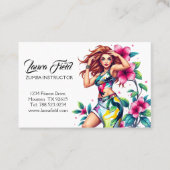 Carte De Visite Instructrice Zumba / Entraîneur Personnel Fleur Ro (Devant)