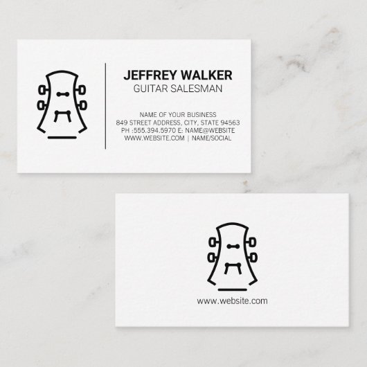 Carte De Visite Instrument de guitare (Devant / Derrière)