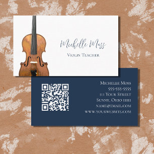Carte De Visite Instrument de musique QR code Violon Enseignant