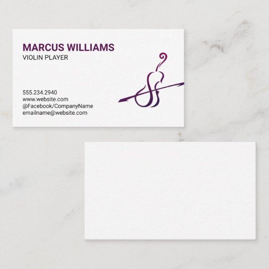 Carte De Visite Instrument de violon (Devant / Derrière)