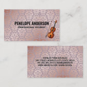 Carte De Visite Instrument de violon | Modèle Damask Luxury (Devant / Derrière)