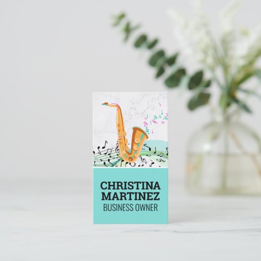 Carte De Visite Instrument saxophone | Notes musicales (Debout devant)