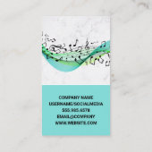 Carte De Visite Instrument saxophone | Notes musicales (Dos)