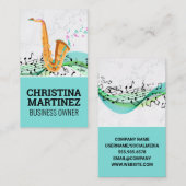 Carte De Visite Instrument saxophone | Notes musicales (Devant / Derrière)