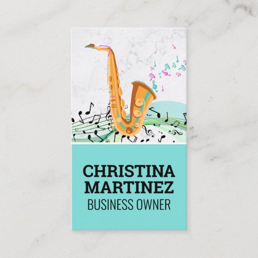 Carte De Visite Instrument saxophone | Notes musicales (Devant)