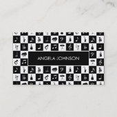 Carte De Visite Instruments de musique à chèques en noir et blanc (Devant)