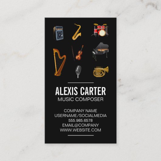 Carte De Visite Instruments de musique | Compositeur (Devant)