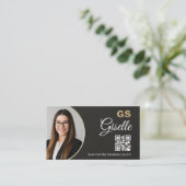 Carte De Visite Insurance Agent Slate Stone Black Photo QR Code (Debout devant)