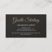 Carte De Visite Insurance Agent Slate Stone Black Photo QR Code (Dos)