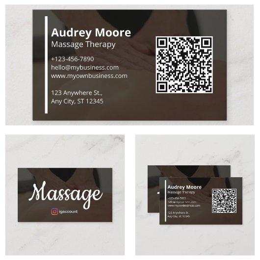 Carte De Visite Intégration de code QR pour la thérapie de massage