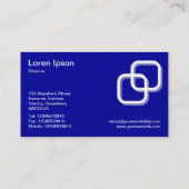 Carte De Visite Interblocage Carré 3d - Blanc sur Bleu 000099 (Dos)