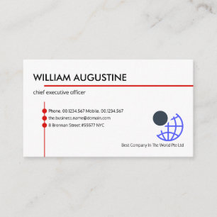 Carte De Visite Intercepteur minimaliste de Red Lines Propriétaire