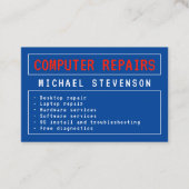 Carte De Visite Interface d'ordinateur bleu style rétro (Devant)