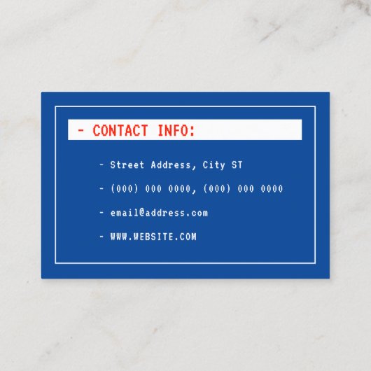 Carte De Visite Interface d'ordinateur bleu style rétro (Dos)