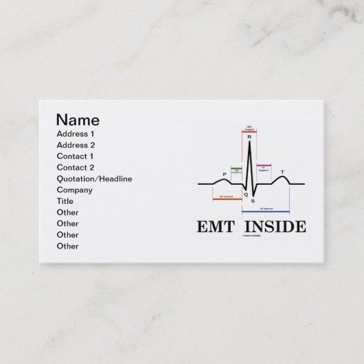 Carte De Visite Intérieur d'EMT (électrocardiogramme d'ECG/EKG) (Devant)